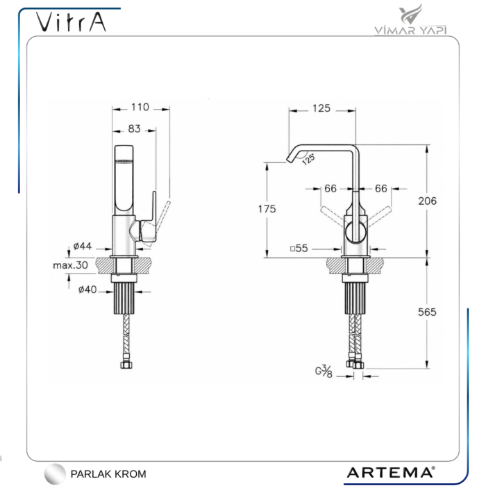 A42616 Suit Lav.Bat. Yandan, krom - Görsel 5
