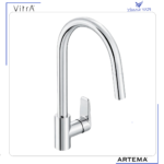 A43445 Flow Soft Sipralli Eviye Bataryası C Tipi Pull-Out Krom