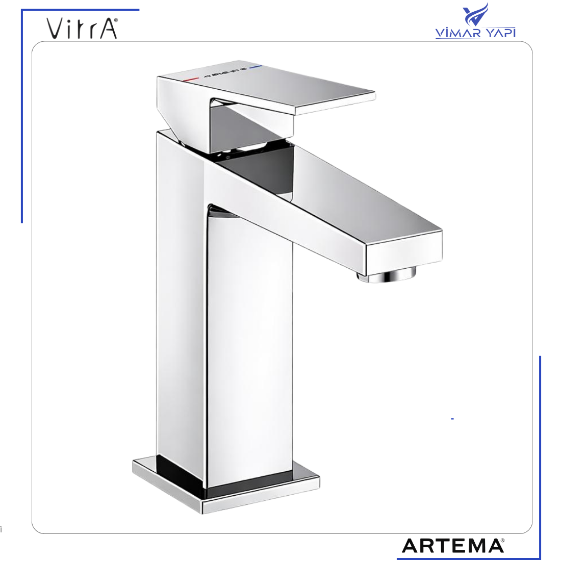 A43722 Minimax Sq Lavabo Bataryası Large Krom