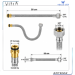 A3384302YP Flex Hortum Q105xG3/8 L500 DN6 Ø10Nipel - Görsel 2